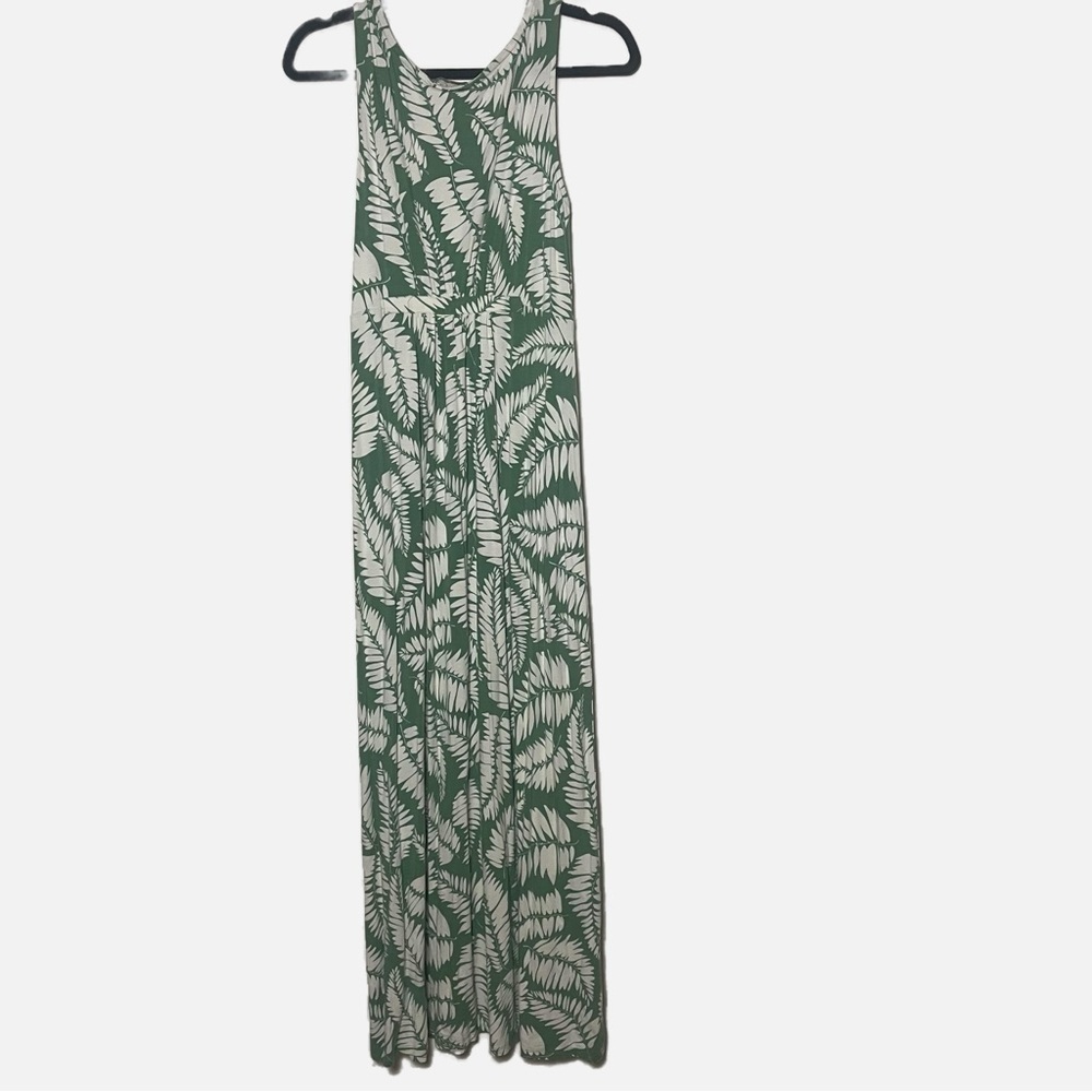 Boden Green & White Fern Leaf Print Maxi Dress Size 10 - Picture 3 of 4
